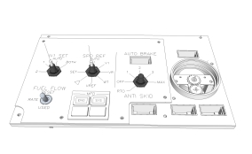 N1 set / SPD ref / Auto brake panel design with flat band switch / hall sensor rotary encoder combinations. In the flaps gauge the two X27 steppers and gears will be replaced by an X40 dual axis stepper because the gears have too much friction for the X27 stepper